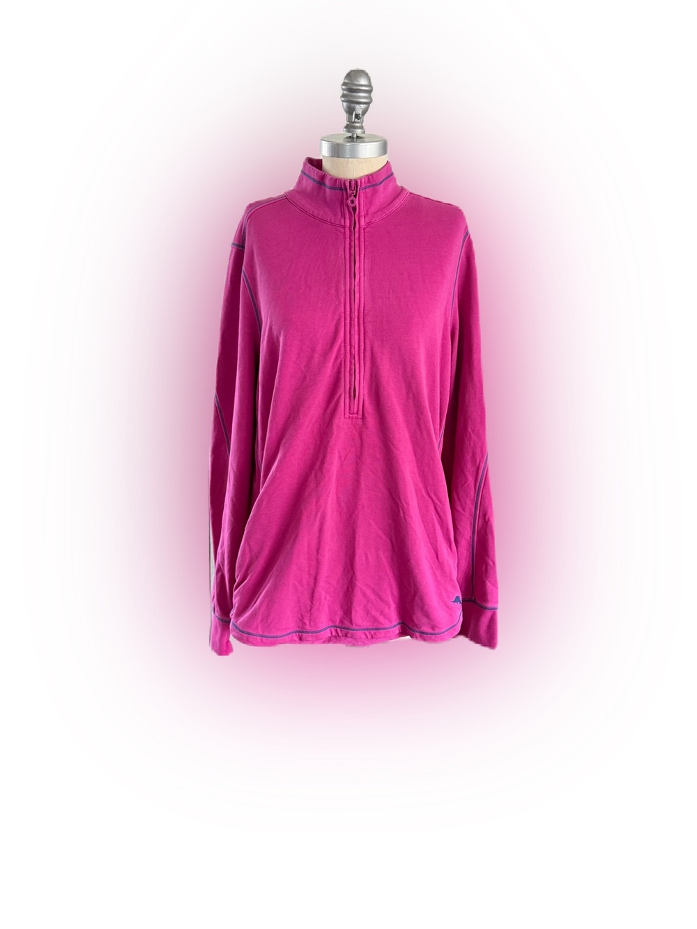 Tommy Bahama Women’s Long Sleeve Quarter Zip Up Pink Sweatshirt. Size XL